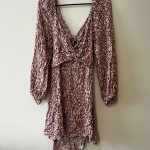 Lush Pink Patterned Long Sleeve Dress